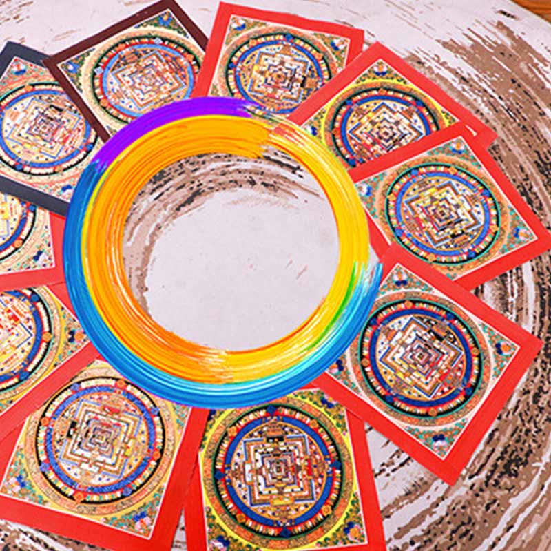 Buddha Stones Tibetan Handmade Thangka Mandala Painting Blind Box Random Color Pattern