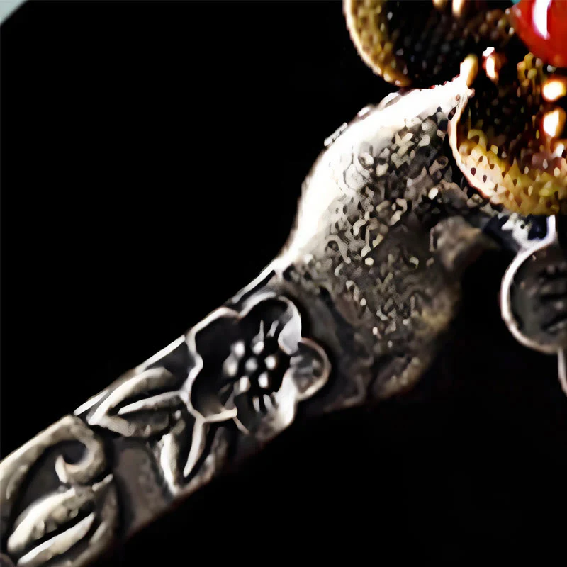 Buddha Stones Green Aventurine Red Agate Alloy Flowers Soothing Hairpin