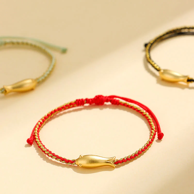 Buddha Stones 999 Sterling Silver Lucky Koi Fish Protection Rope Bracelet
