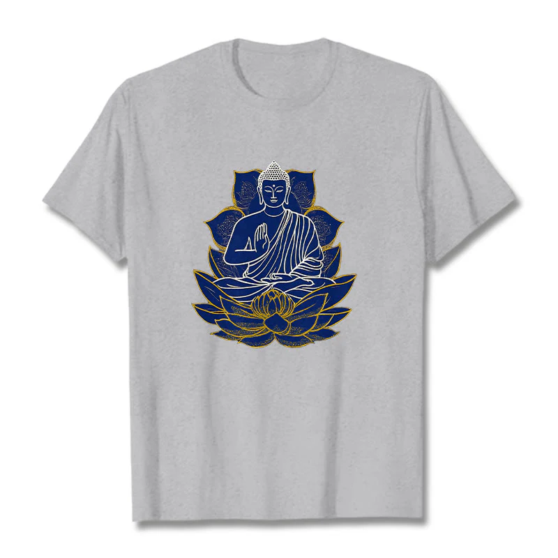 Buddha Stones Buddha Sitting On The Lotus Cotton Tee T-shirt