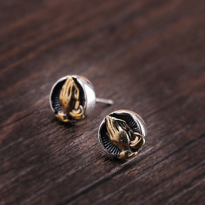 Buddha Stones 925 Sterling Silver Namaste Equality Stud Earrings