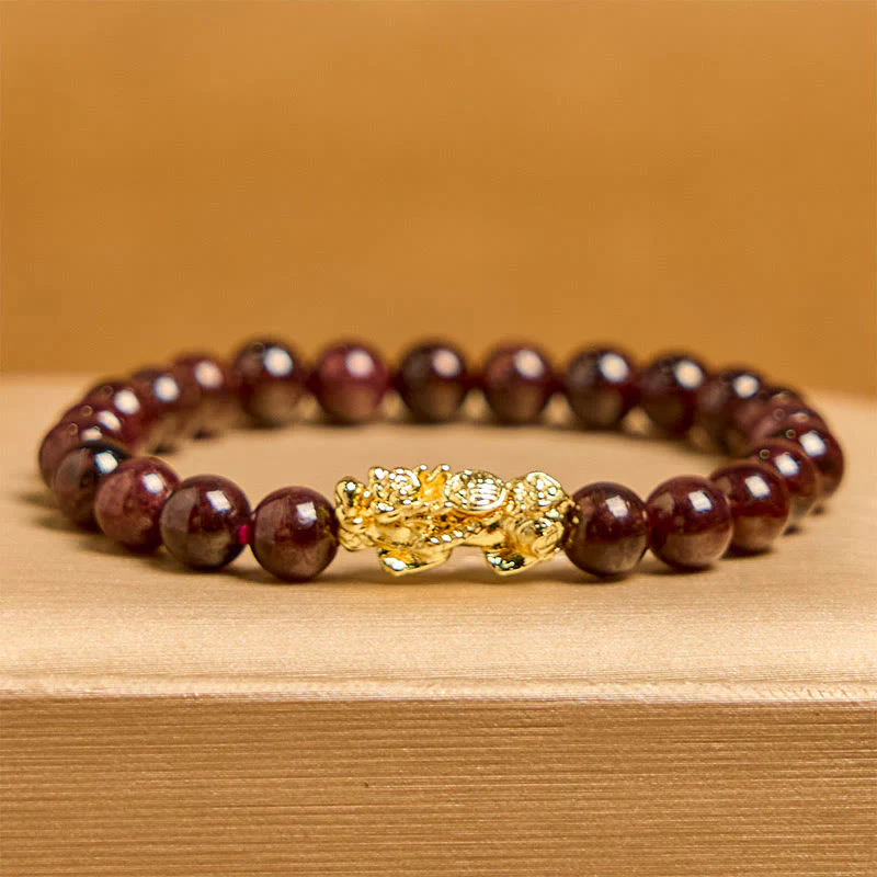 Buddha Stones Natural Garnet Beads PiXiu Protection Bracelet