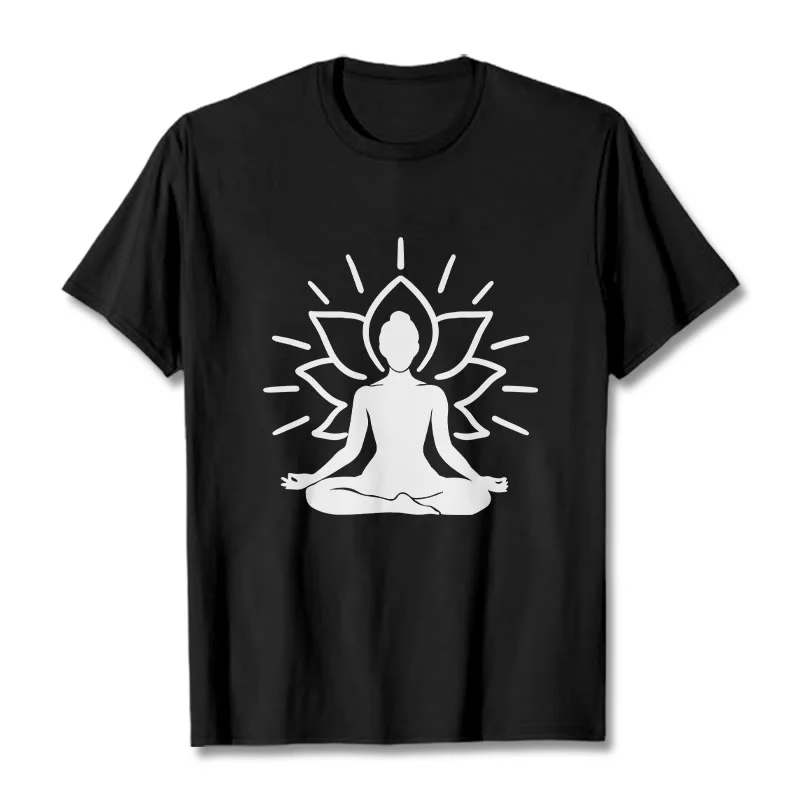 Buddha Stones Casual Meditative Figure Lotus Pattern Tee T-shirt