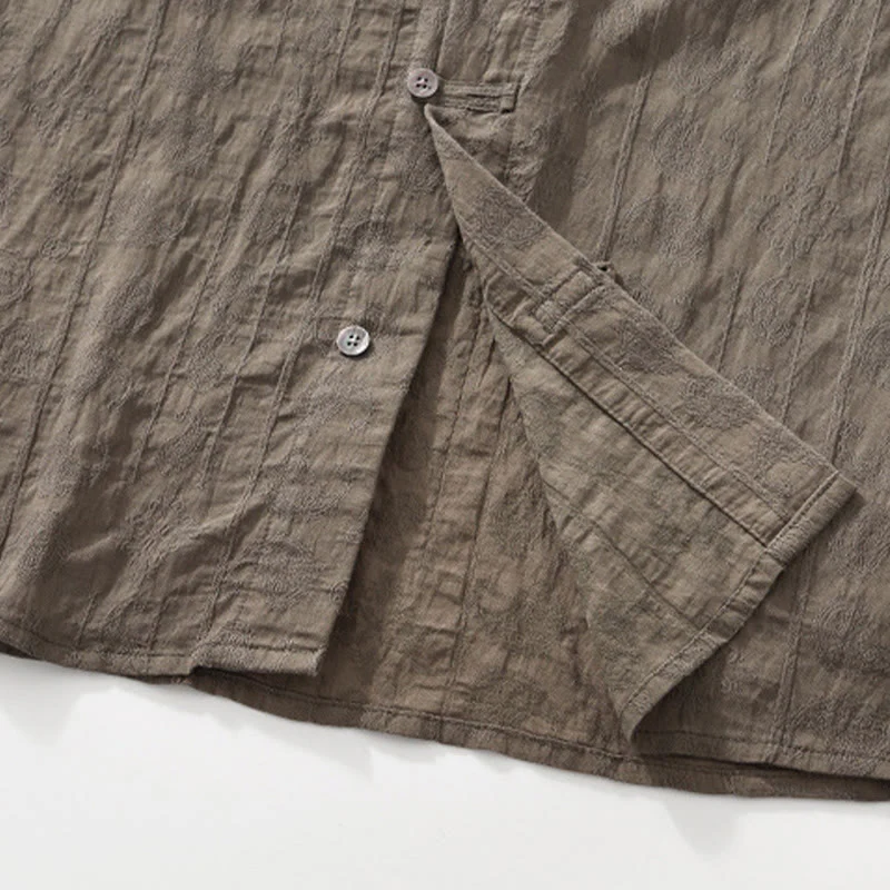 Buddha Stones Commute Plain Buttons Men's Short Sleeve Shirt With Pockets