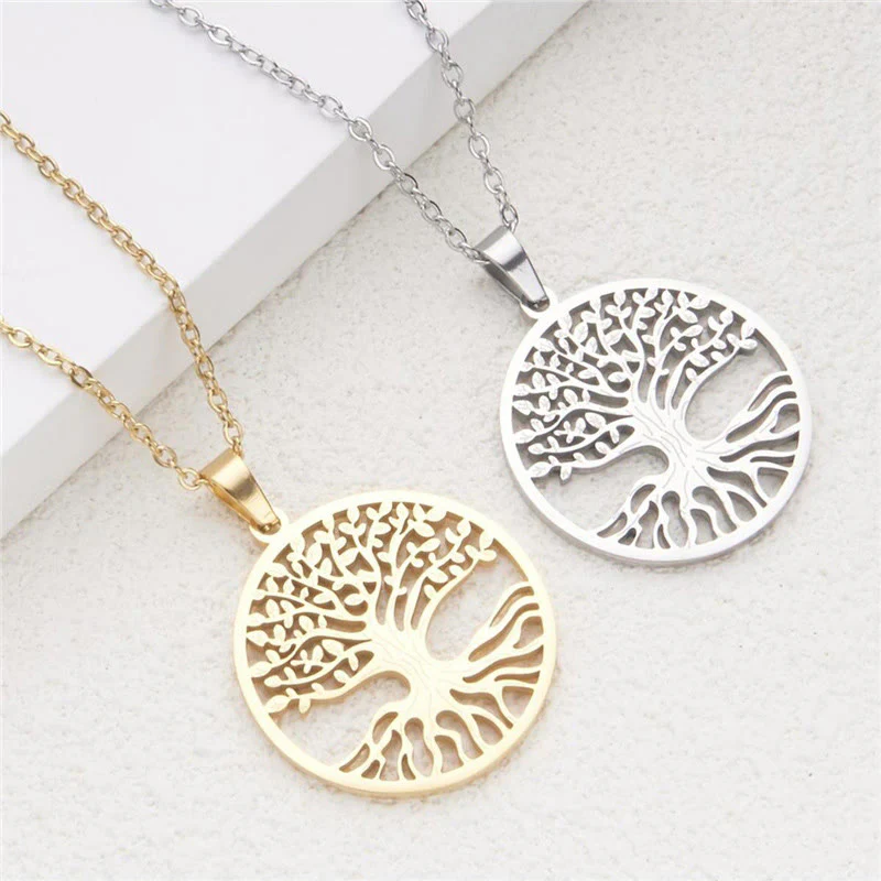 Buddha Stones The Tree Of Life Titanium Steel Enlightenment Necklace Pendant