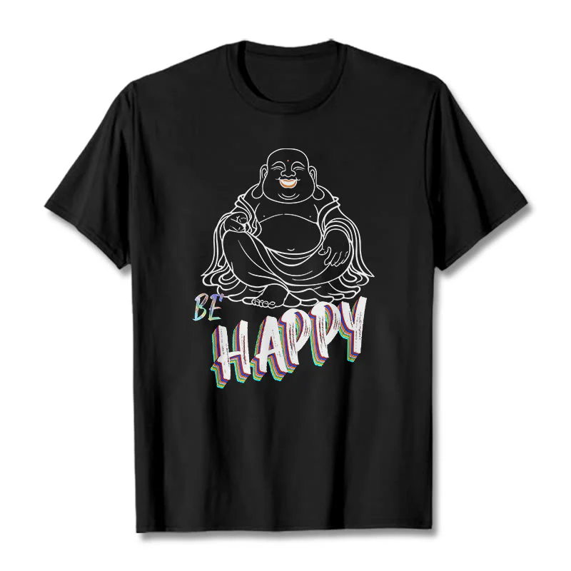 Buddha Stones BE HAPPY Laughing Buddha Tee T-shirt