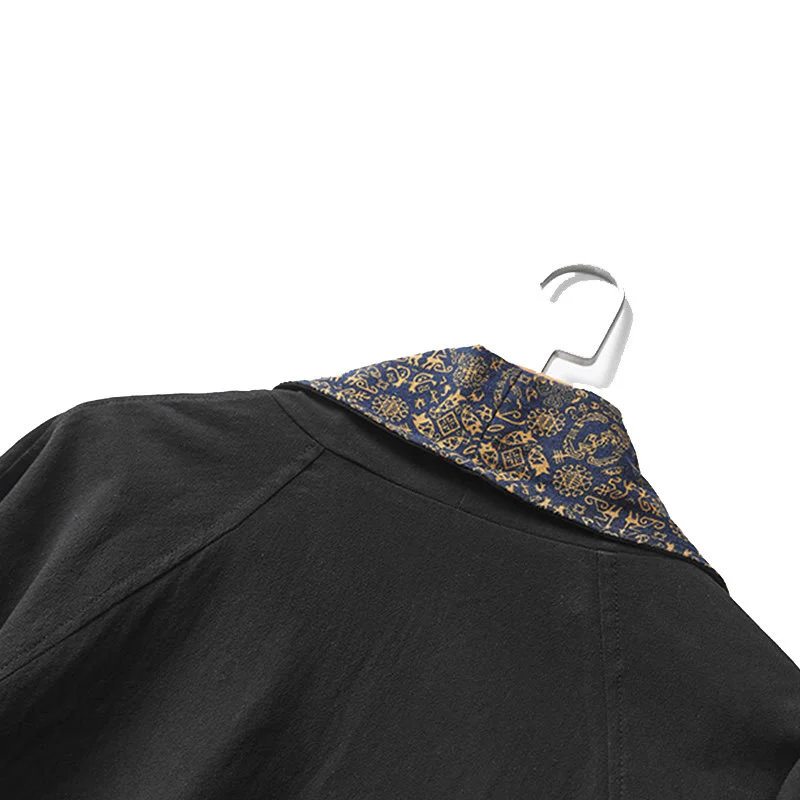 Buddha Stones Fall Men's Cotton Mid-length Coat Double-sided Jacket