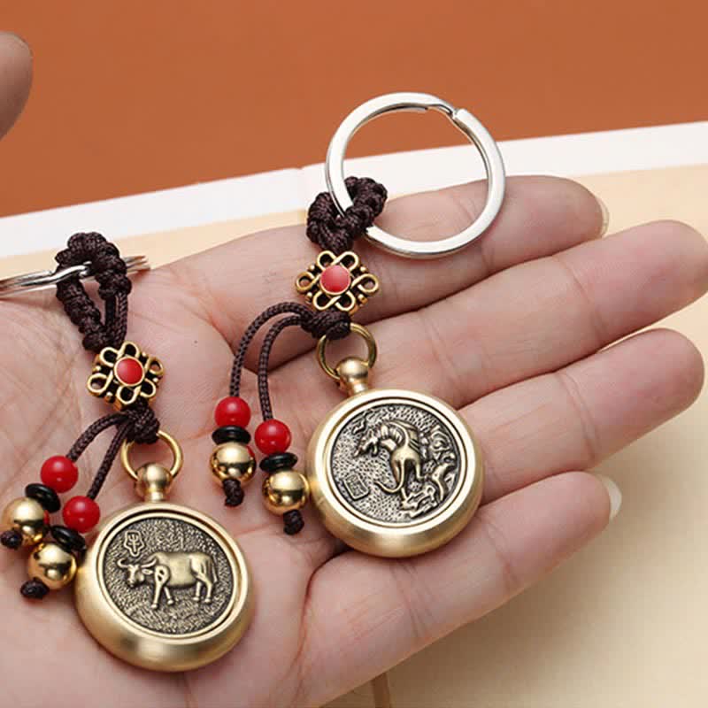 Buddha Stones 12 Chinese Zodiac Blessing Wealth Fortune Keychain