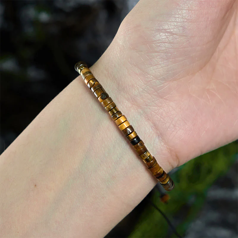 Buddha Stones Natural Tiger Eye Spacer Bead Courage Bracelet