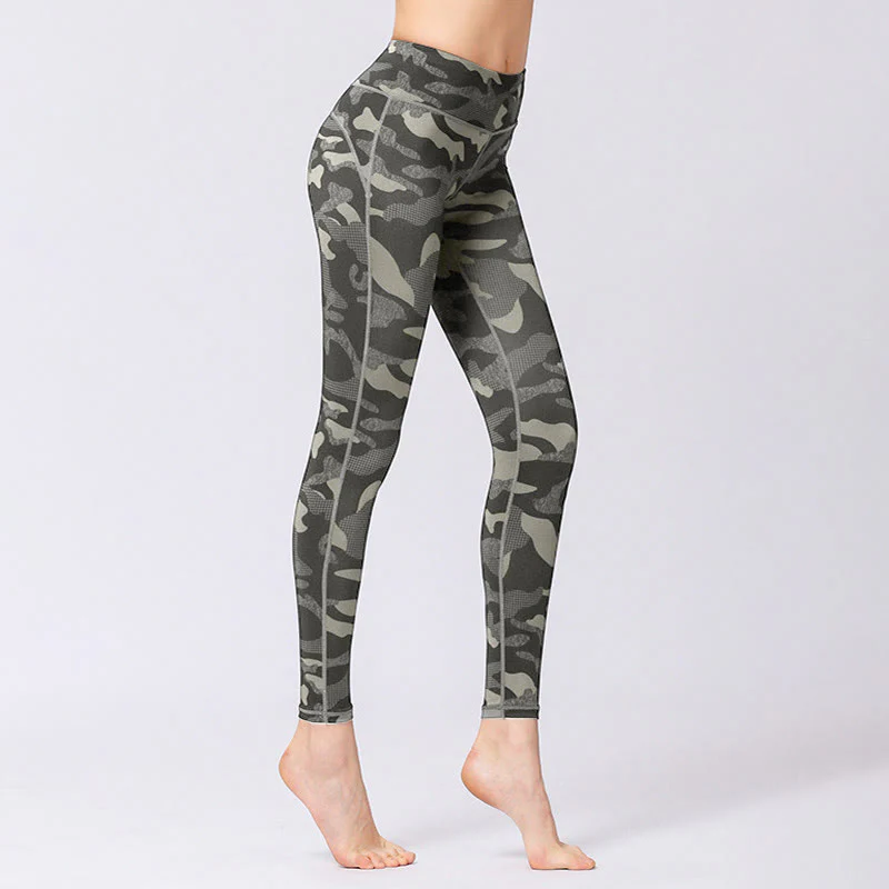 Buddha Stones Camo Print Sports Fitness Yoga High Waist Leggings Women's Yoga Pants