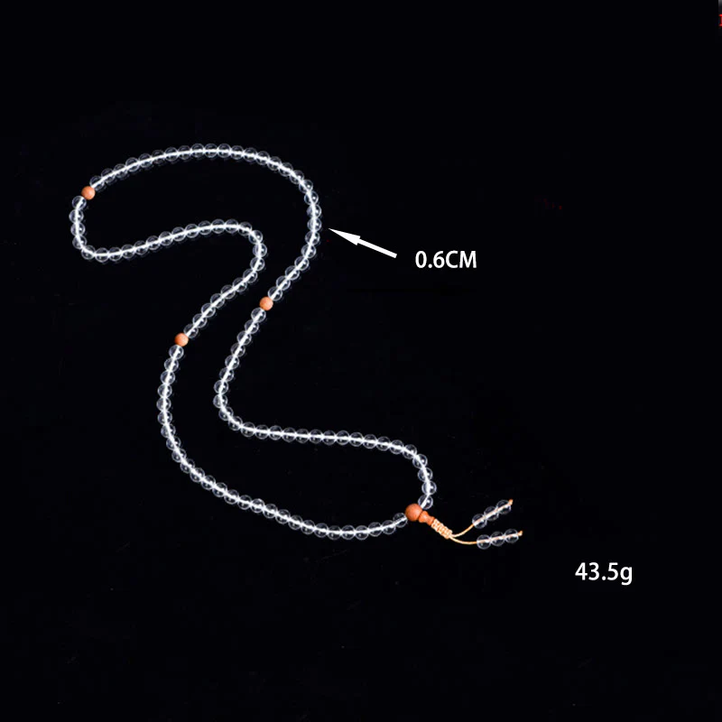 Buddha Stones 108 Mala Beads Natural Stone White Crystal Sandalwood Healing Bracelet