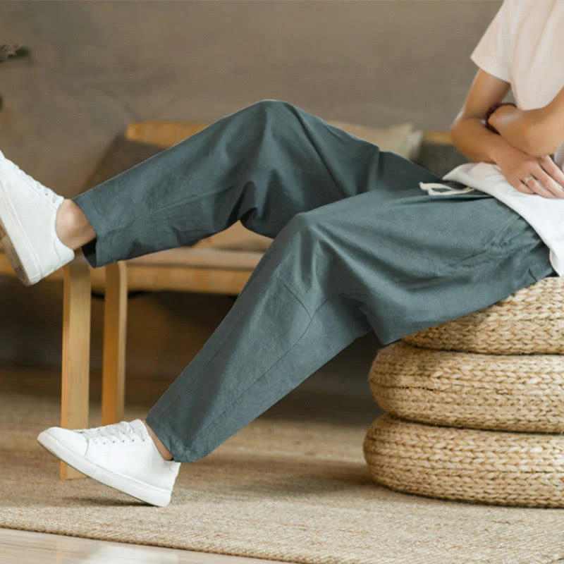 Buddha Stones Summer Men's Cotton Pants With Pockets