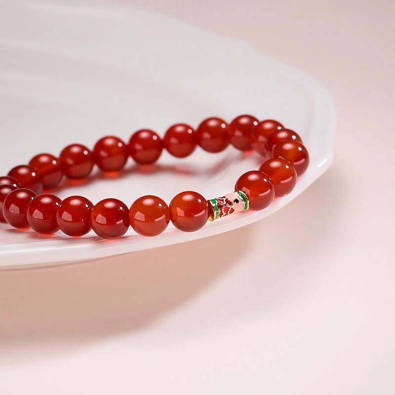 Buddha Stones Natural Red Agate Lucky Koi Fish Confidence Bracelet