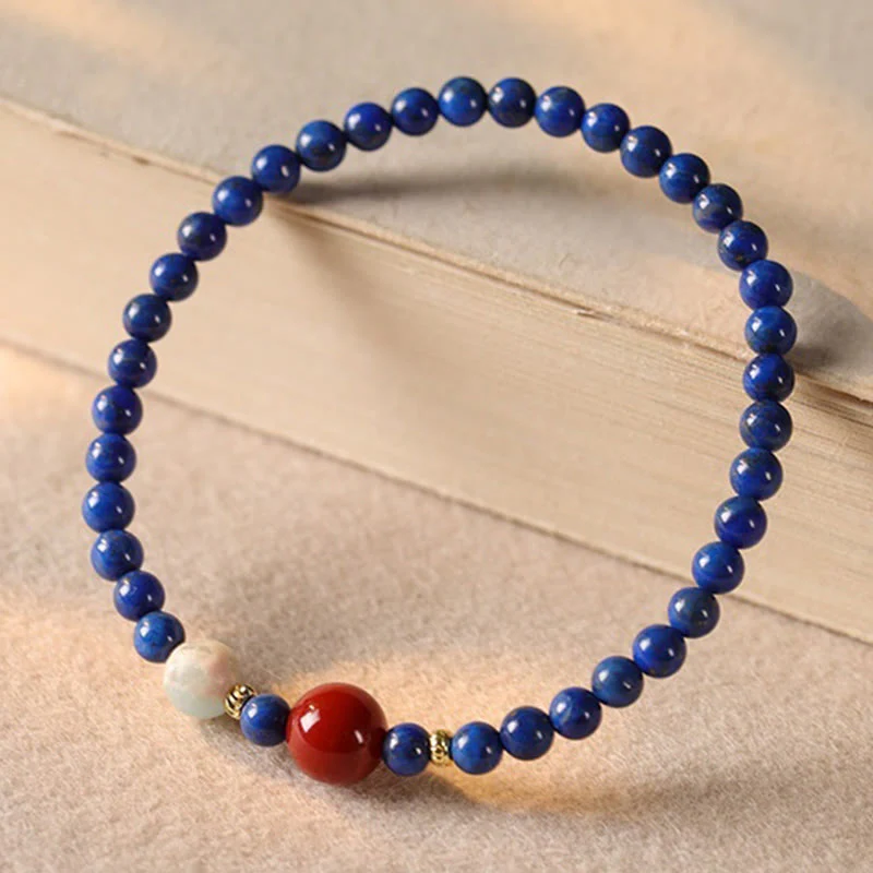 Buddha Stones Small Lazurite Agate Ultra-thin Beads Positive Bracelet