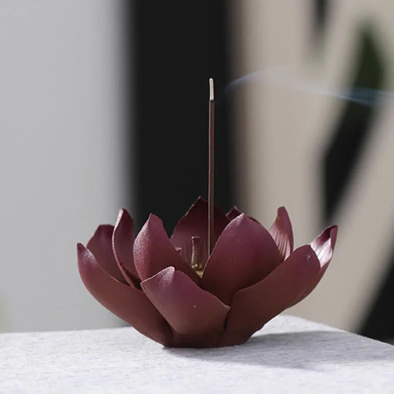 Buddha Stones Tibetan Lotus Positive Peace Incense Burner Decoration