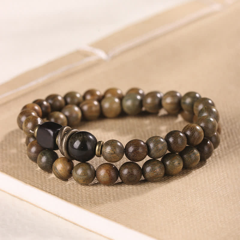 Buddha Stones Tibetan Green Sandalwood Crystal Soothing Peace Bracelet