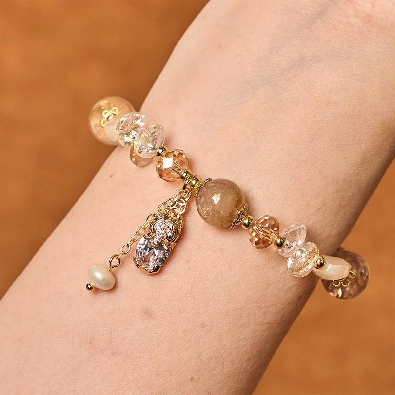 Buddha Stones Natural Citrine Green Strawberry Quartz PiXiu Prosperity Bracelet