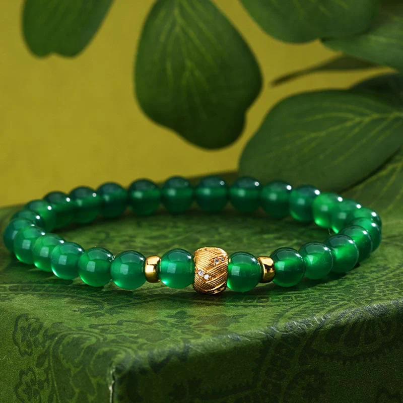 Buddha Stones Green Agate Beads Support Bracelet