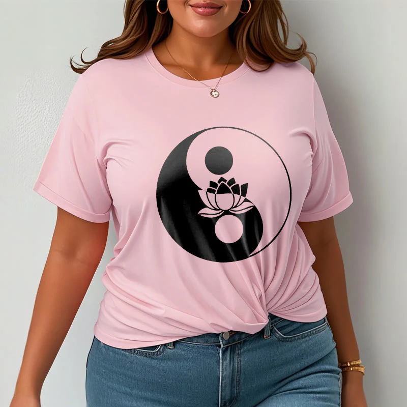 Buddha Stones Yin Yang Lotus Flower Tee T-shirt