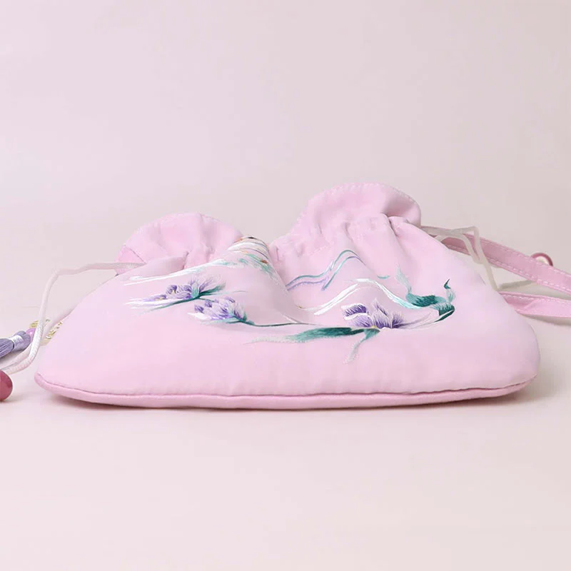 Buddha Stones Suzhou Embroidery Lotus Deer Epiphyllum Peony Rabbit Cotton Linen Tote Crossbody Bag Shoulder Bag Handbag