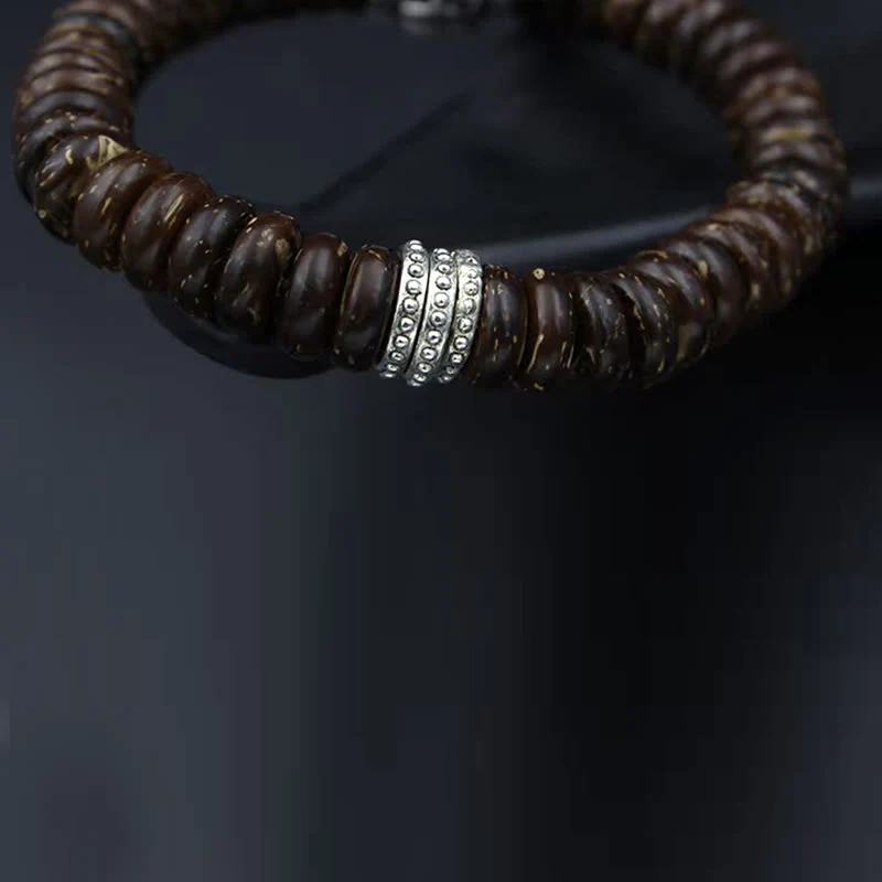 Buddha Stones Natural Tibetan Coconut Shell Om Mani Padme Hum Positive Bracelet