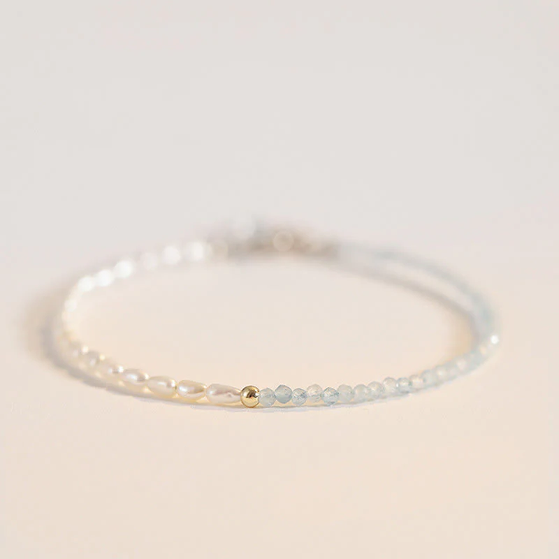 Buddha Stones 2mm Turquoise Pearl Ultra-thin Beads 14k Gold Plated Copper Wisdom Bracelet