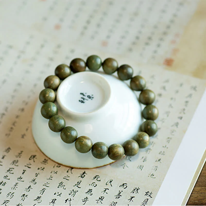 Buddha Stones Tibetan Green Sandalwood Soothing Cure Bracelet