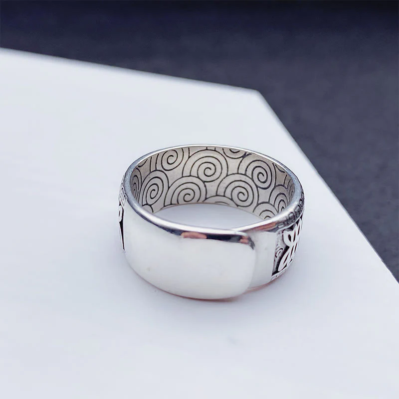 Buddha Stones Om Mani Padme Hum Copper Adjustable Wealth Ring