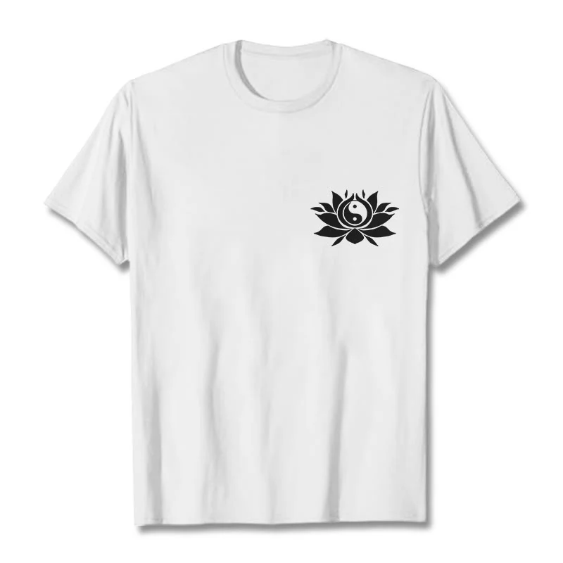 Buddha Stones Yin Yang Lotus Flower Design Tee T-shirt