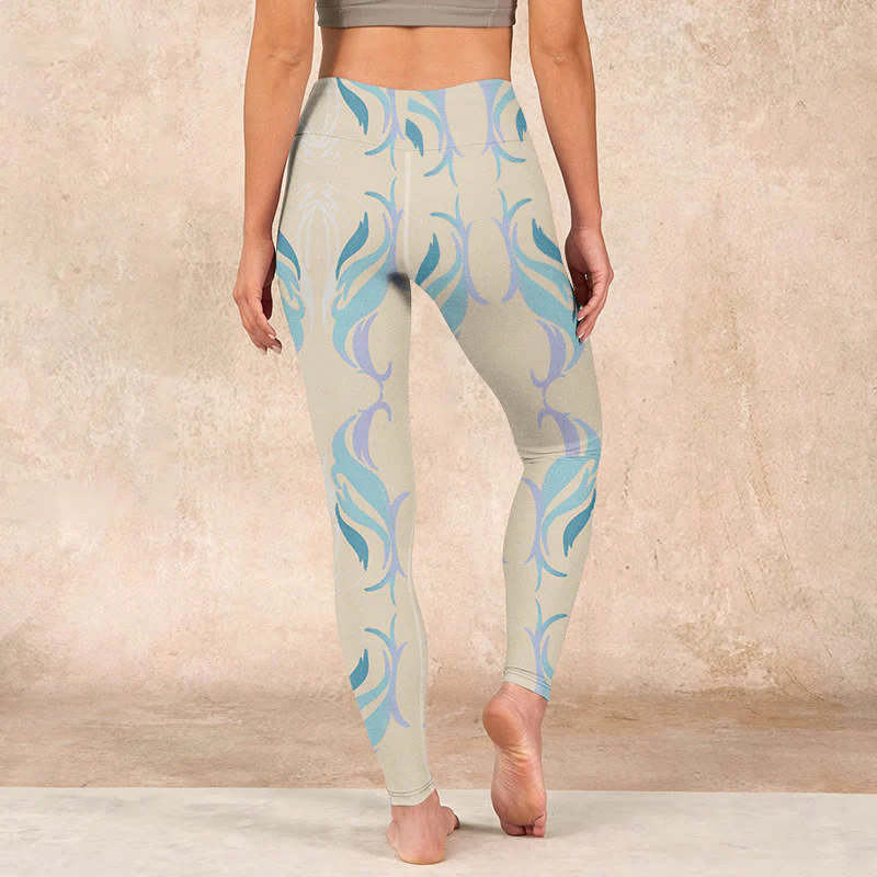 Buddha Stones Blue Purple Green Lines Gym Leggings Women's Yoga Pants