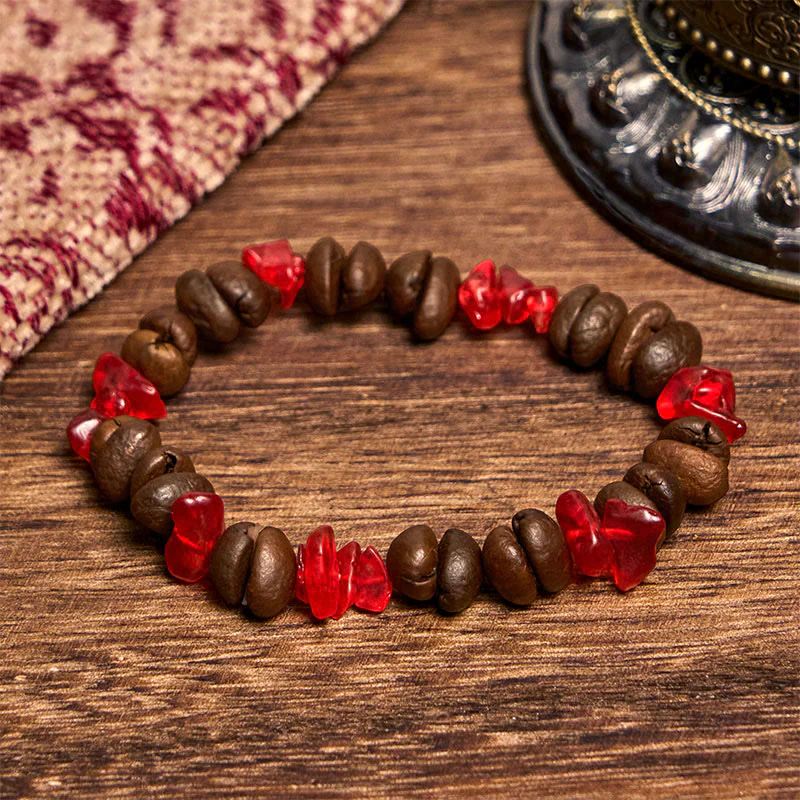 Buddha Stones Handmade Natural Coffee Beans Amethyst Citrine Amazonite Irregular Crystal Bracelet