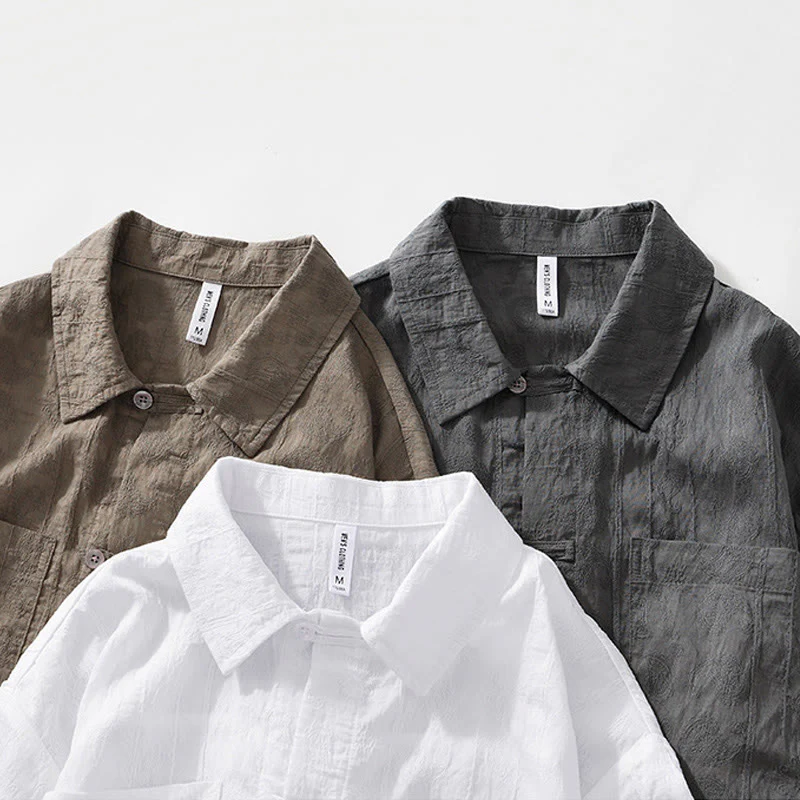 Buddha Stones Summer Short Sleeve Buttons Men's Shirt With Two Pockets