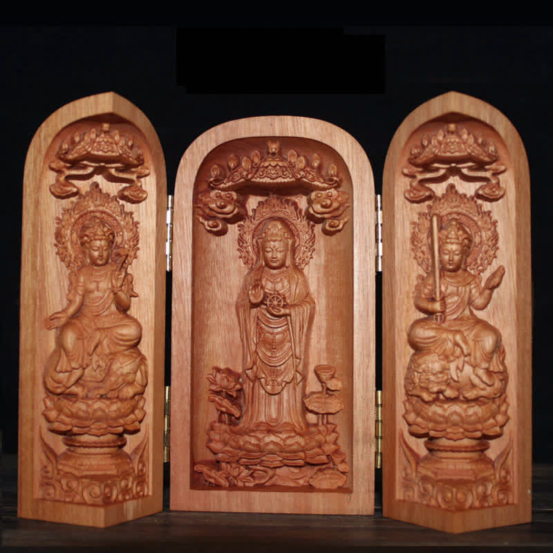 Buddha Stones Avalokitesvara Kwan Yin Buddha Cherry Wood Compassion Home Decoration Altar