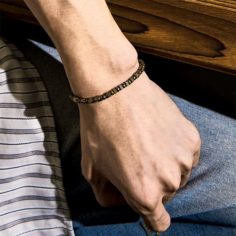 Buddha Stones Retro Distressed Irregular Design Copper Brass Luck Bracelet