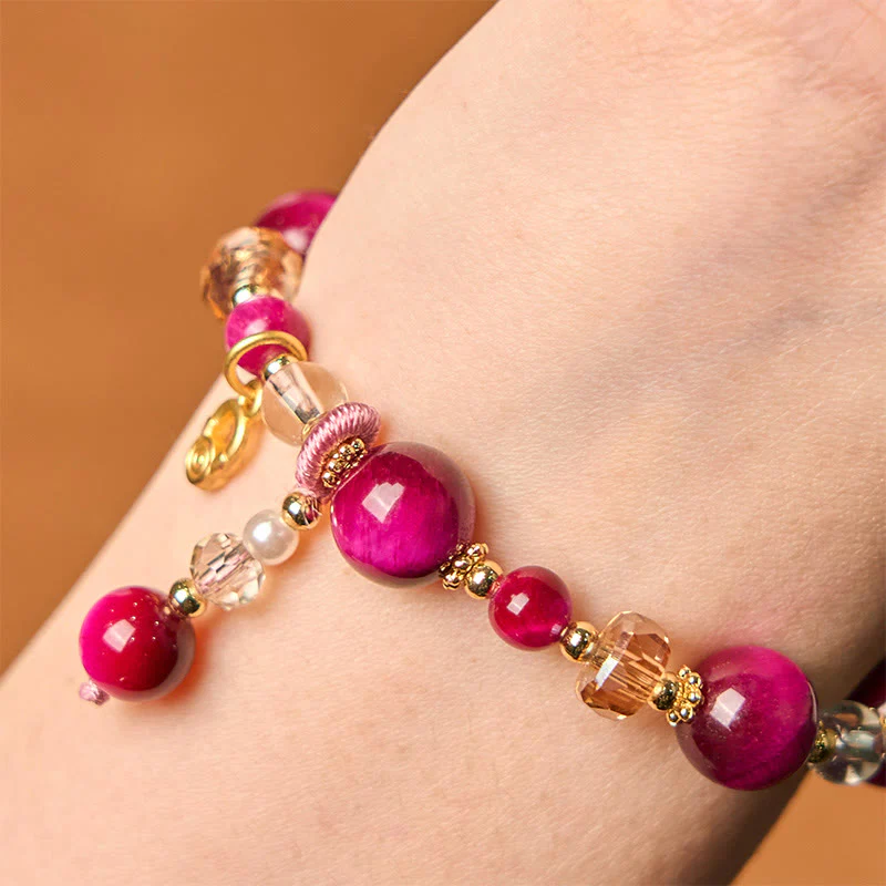 Buddha Stones Natural Red Tiger Eye Green Tiger Eye Beads Weight Balance Bracelet