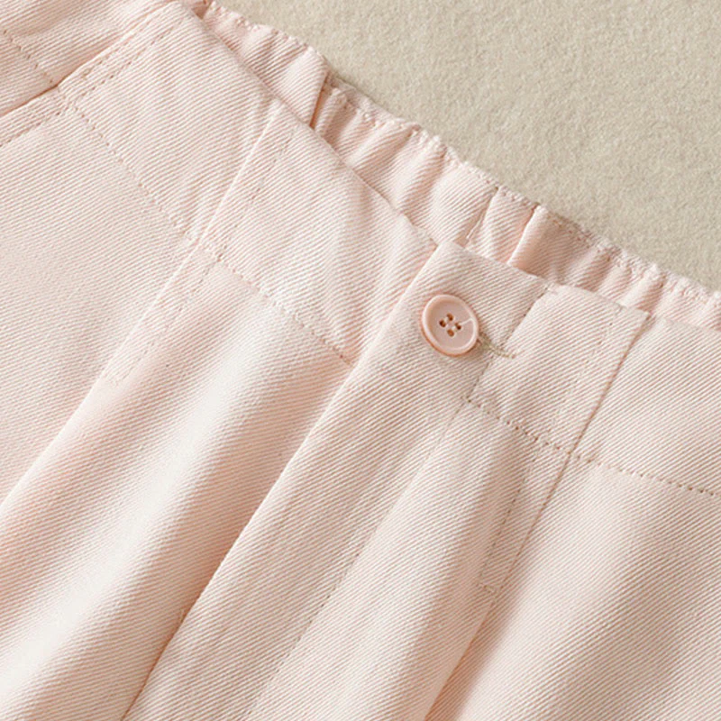 Buddha Stones Casual Lace Patchwork Design High Waist Women's Wide Leg Ankle-Length Pants With Pockets Zipper