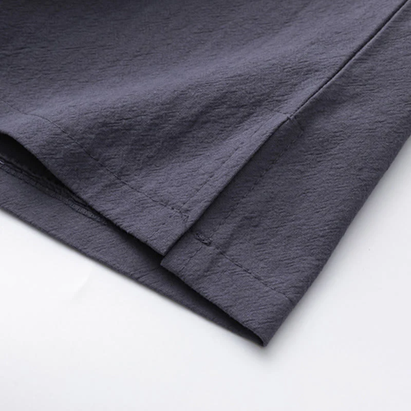 Buddha Stones 2Pcs Chinese Characters Crane Cotton Shirt Pants With Pockets Men's Meditation Cloth Set