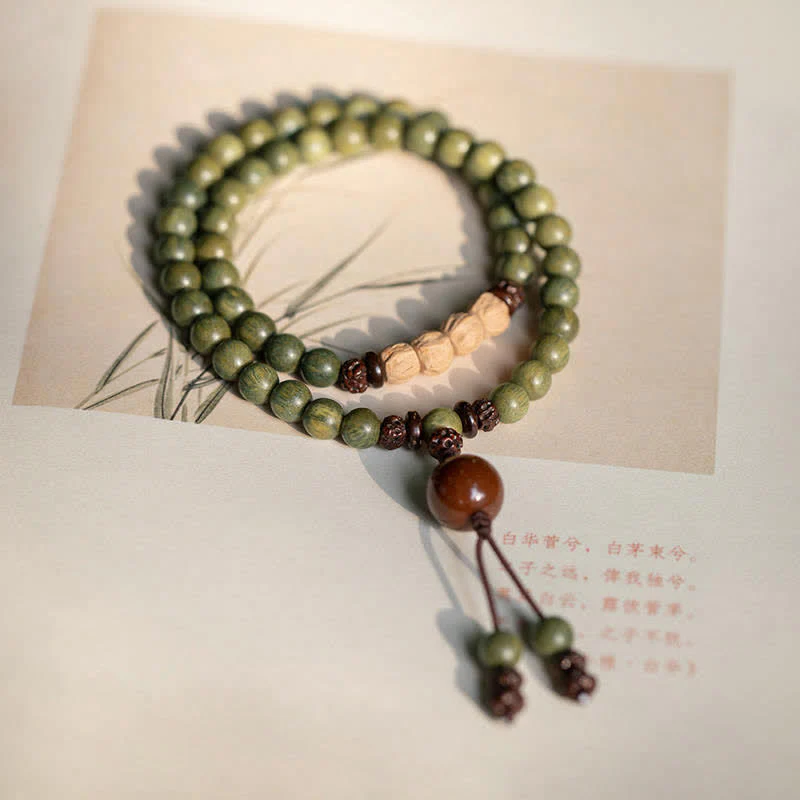 Buddha Stones Green Sandalwood Positive Peace Bracelet