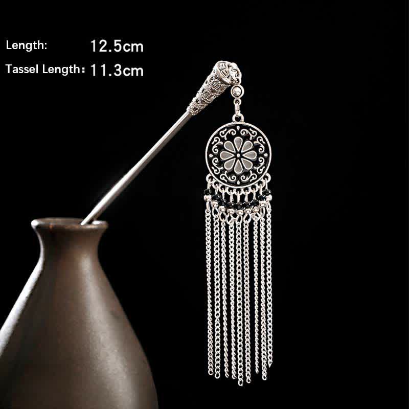 Buddha Stones Water Drop Lily of the Valley Flowers Tassels Confidence Hairpin