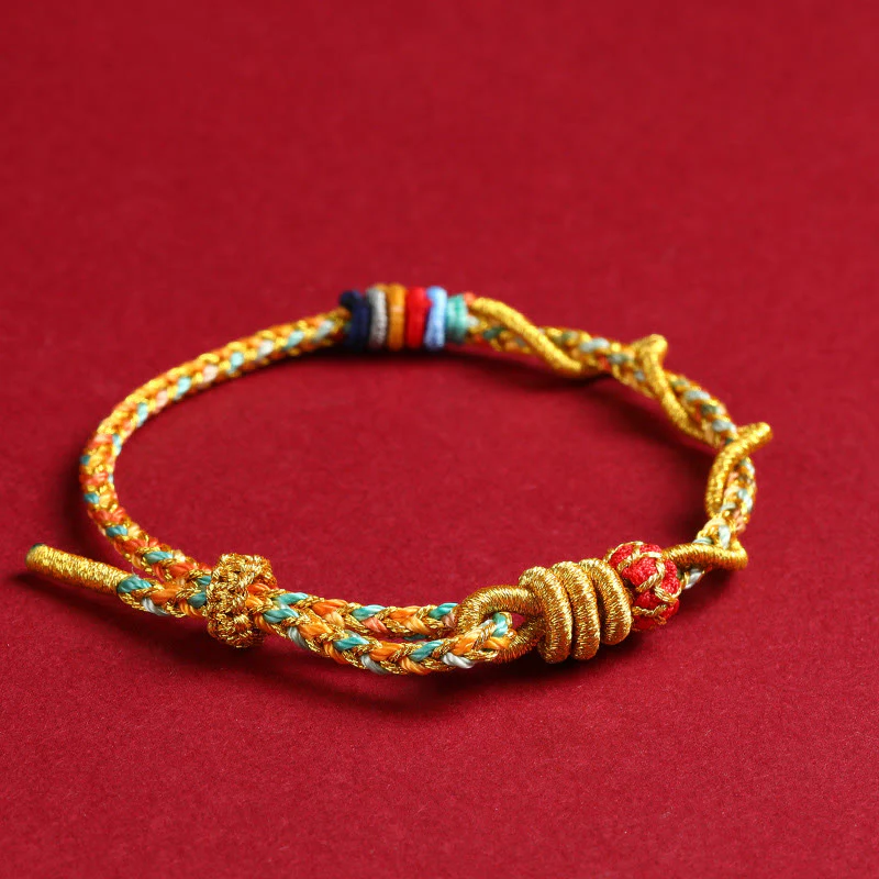 Buddha Stones Yellow String Year Of The Snake Protection Braided Bracelet