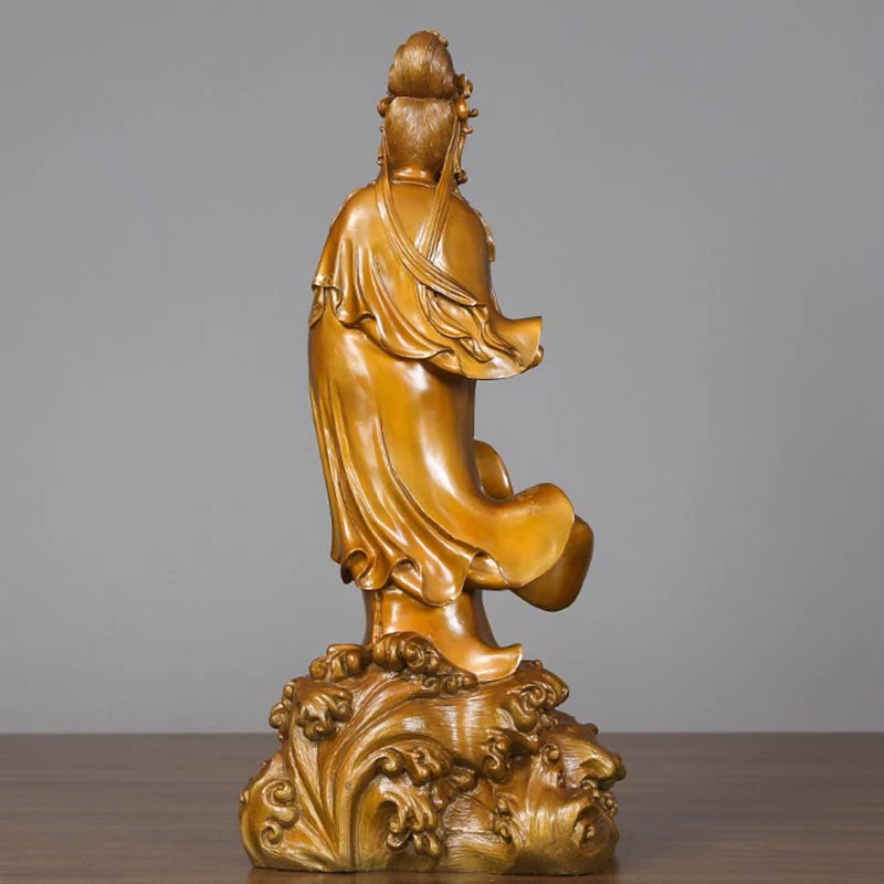 Buddha Stones Kwan Yin Avalokitesvara Holding A Vase Brass Harmony Copper Statue Home Decoration