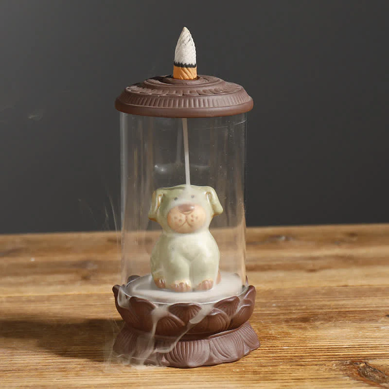 Buddha Stones Meditation Wukong Monkey King Purple Clay Windshield Lotus Backflow Smoke Fountain Incense Burner Decoration