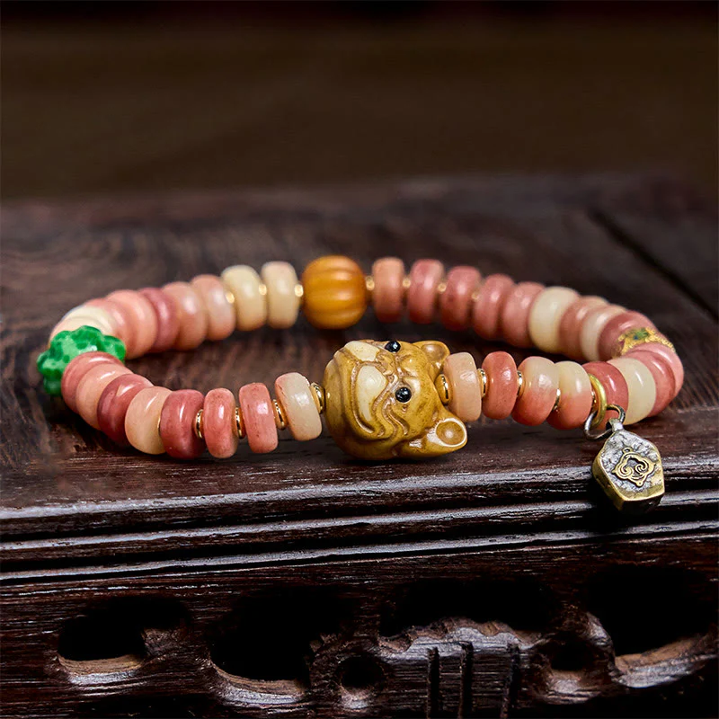 Buddha Stones Natural Tibetan Camel Bone Purple Blood Beads Pug Luck Bracelet
