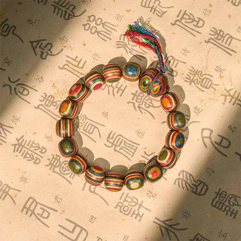 Buddha Stones Colorful Rainbow Eucalyptus Gourd Positive Bracelet