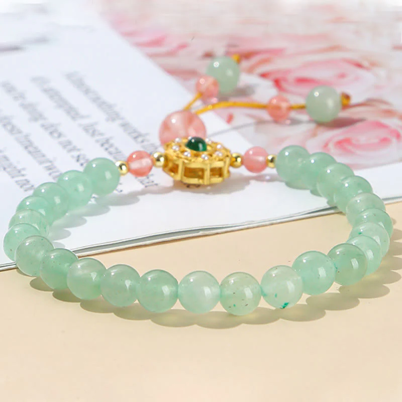 Buddha Stones Green Aventurine Luck Bead Tassel Bracelet