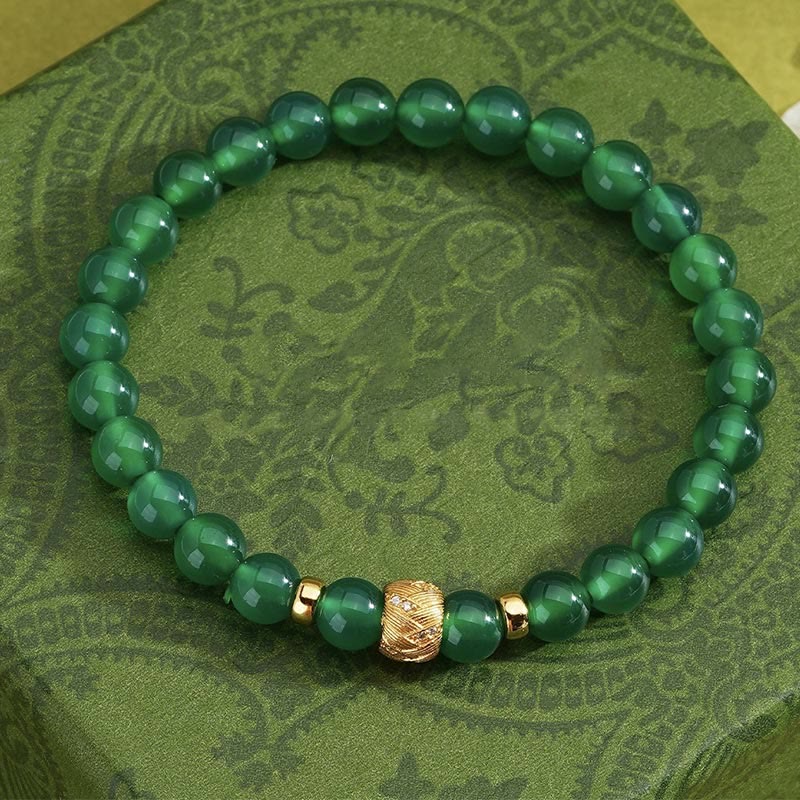 Buddha Stones Green Agate Beads Support Bracelet
