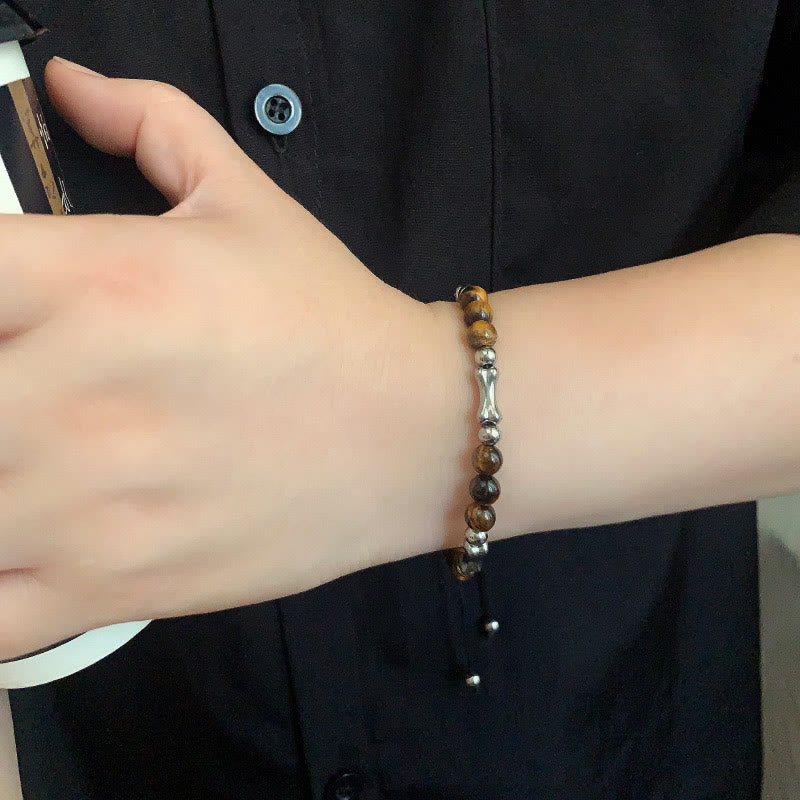 Buddha Stones Cute Bone Pattern Tiger Eye Courage Beads Bracelet
