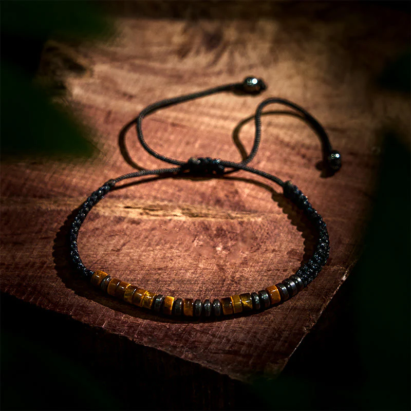 Buddha Stones 3Pcs Tiger Eye Lava Rock Protection Bracelet Set