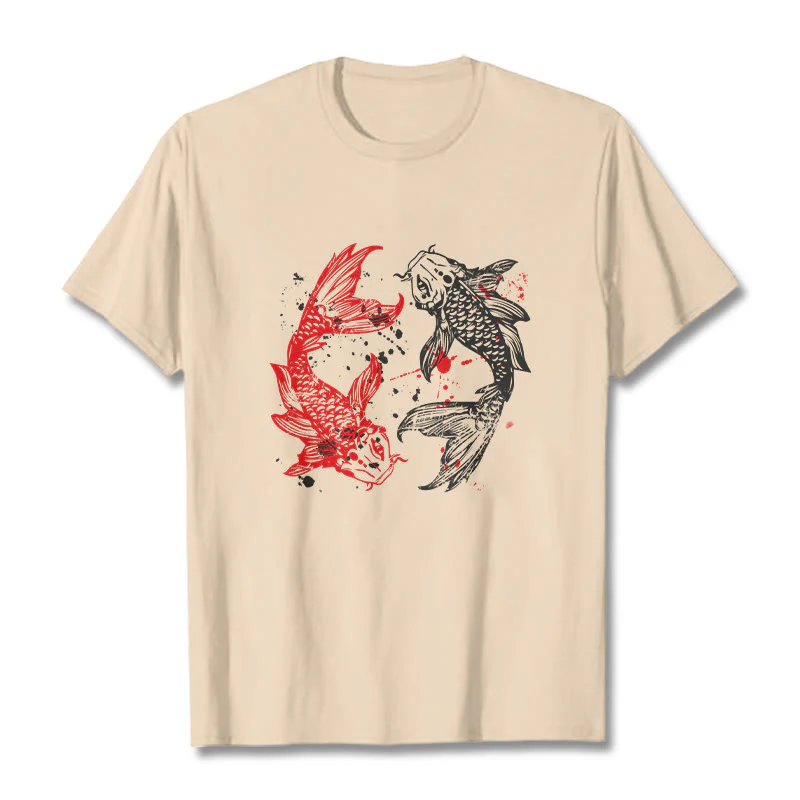 Buddha Stones Red Black Koi Fish Tee T-shirt