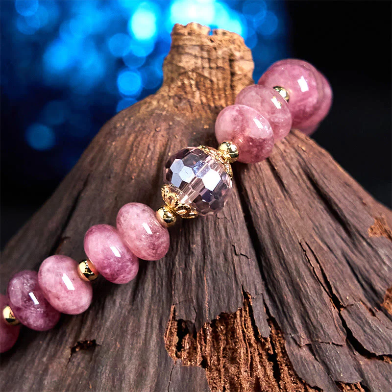 Buddha Stones Natural Rose Quartz Bow Peace Buckle Loving Energy Bracelet